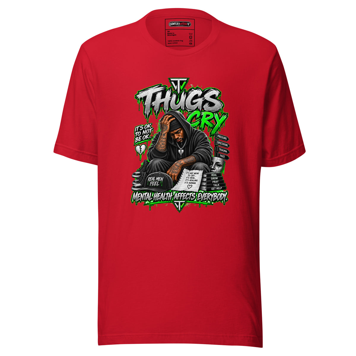 THUGS CRY Mental Health Awareness Tee - urban unisex graphic t-shirt by The Conflict Within Clothing