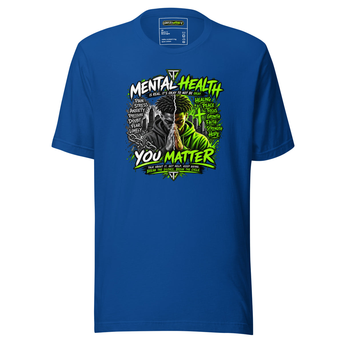 Mental Health You Matter Tee - mental health awareness unisex graphic t-shirt by The Conflict Within Clothing